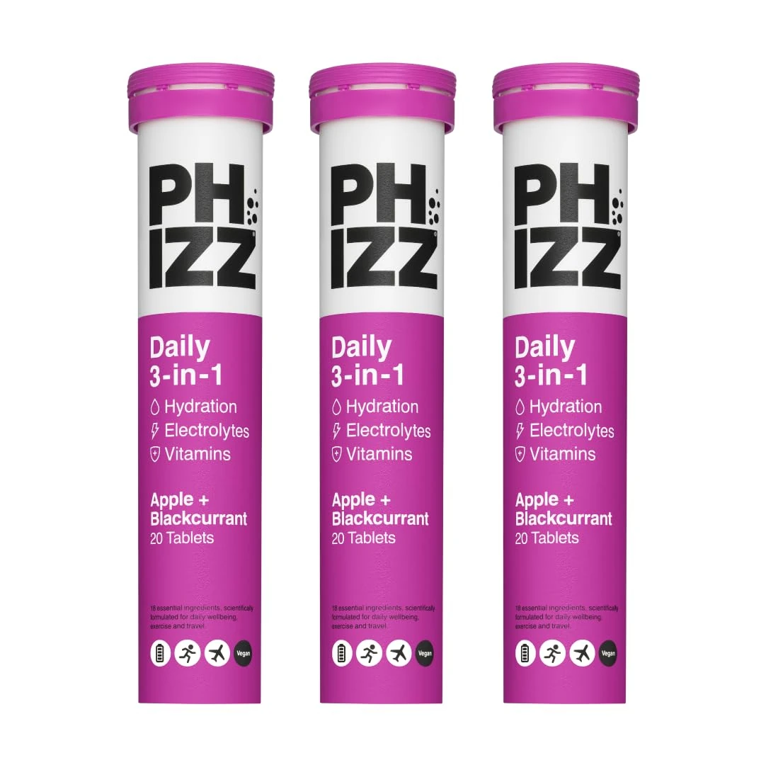 Phizz Electrolytes, Multivitamin & Hydration Tablets - 60 Effervescent Rehydration Electrolyte Tablets - 18 Vitamins & Minerals, Vitamin C, Vegan, Vegetarian & Low Calorie