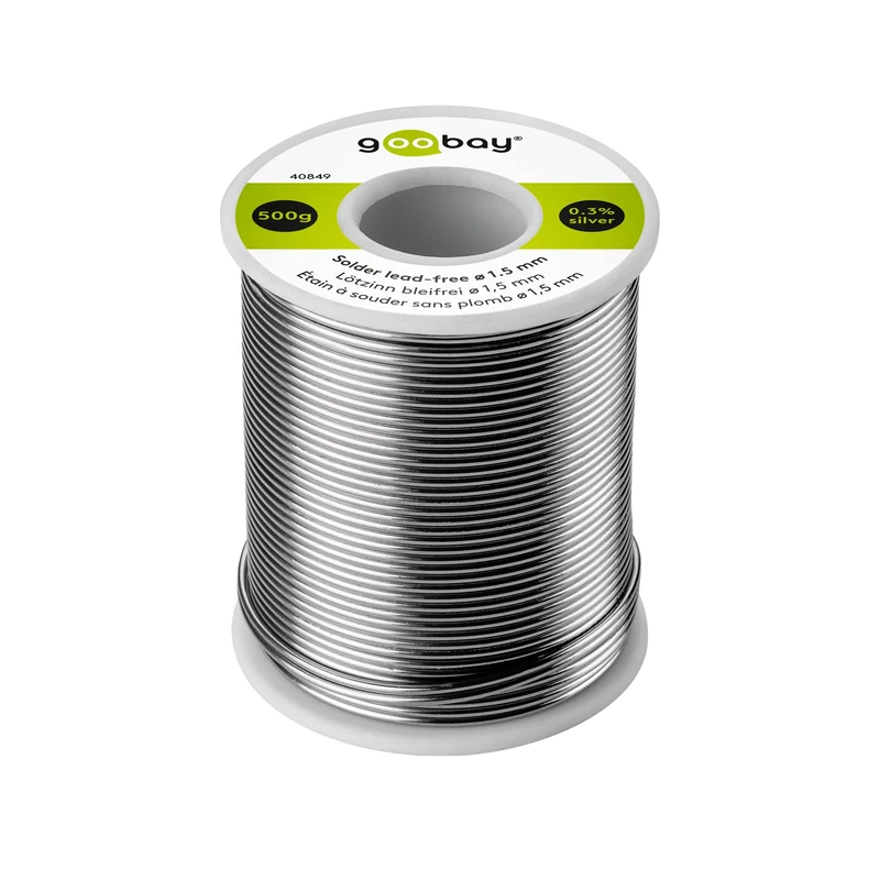 Goobay 40849 Solder Lead-Free Diameter 1.5 mm, 500 g Branded Solder Tin with a Silver Content (Ag) of 0.3% - Image 1