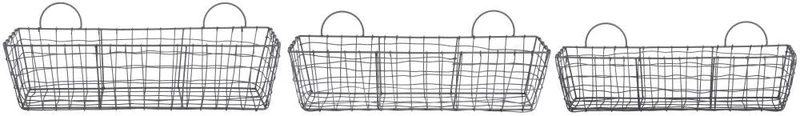 Esschert Design WB30 Set of 3 Rectangular Wire Baskets, Small, Medium, Large, Black