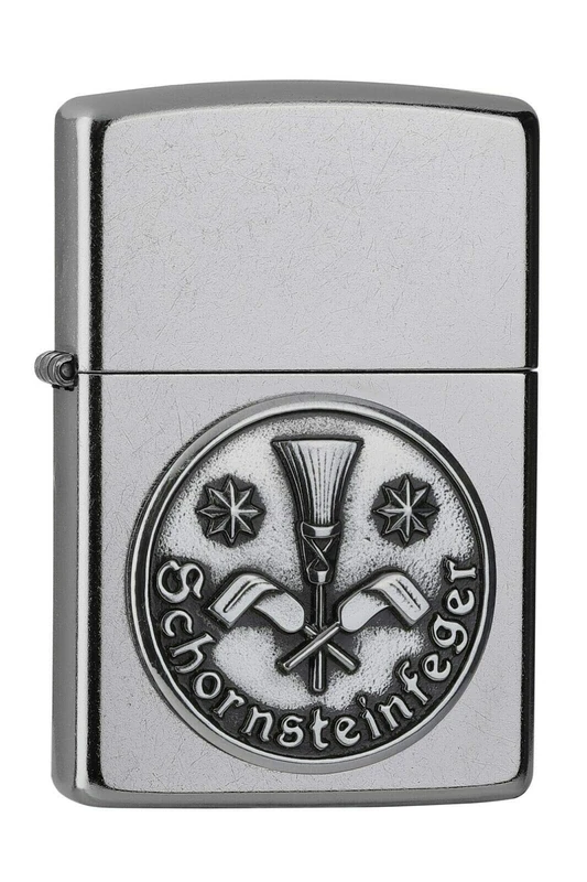 Zippo Windproof Lighter - Chimney, Street Chrome, Emblem - Refillable - Reusable - Windproof Design - Gift Box - Made in USA