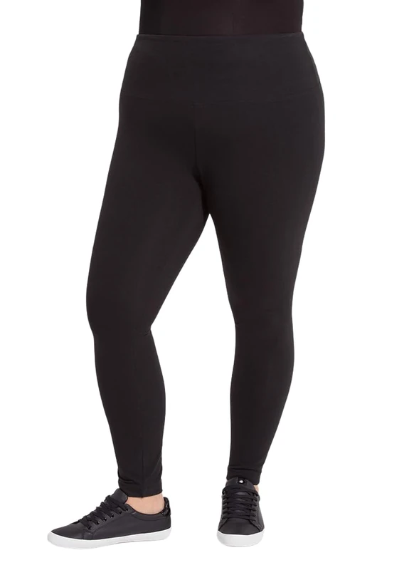Lyssé Women's Flattering Cotton Legging, Black, Large