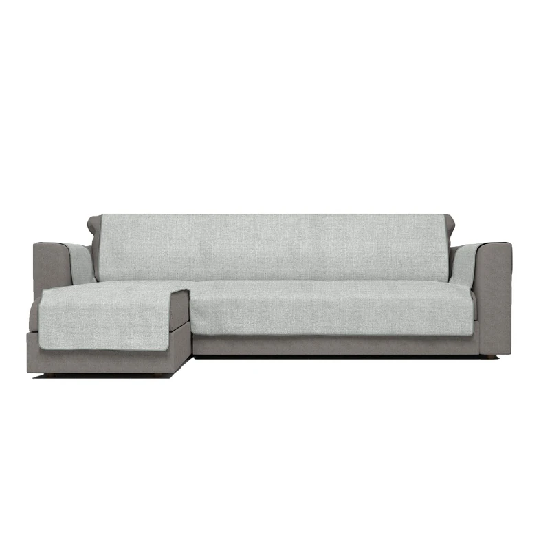 Italian Bed Linen Comfort anti-slip sofa cover with chaiselongue,240cm, grey, Polyester