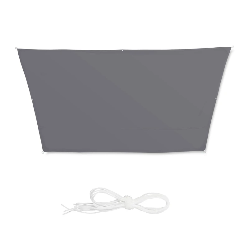 Relaxdays Shade Sail, Trapeze, Water-Repellent, UV-Protection with Tethers, Balcony Awning, 3x4x2x2m, Grey