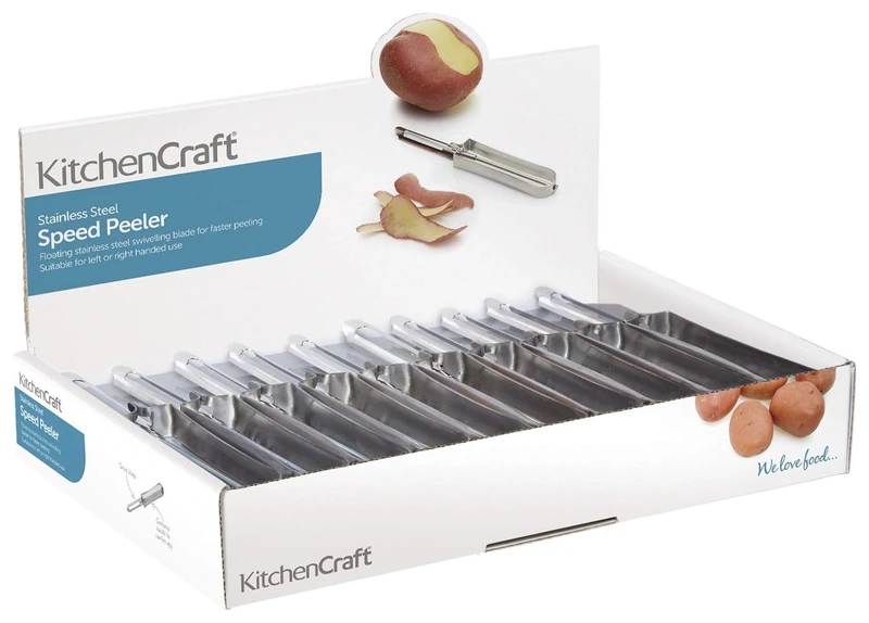 KitchenCraft Potato Peelers with Swivel Blades, Stainless Steel, Display of 30