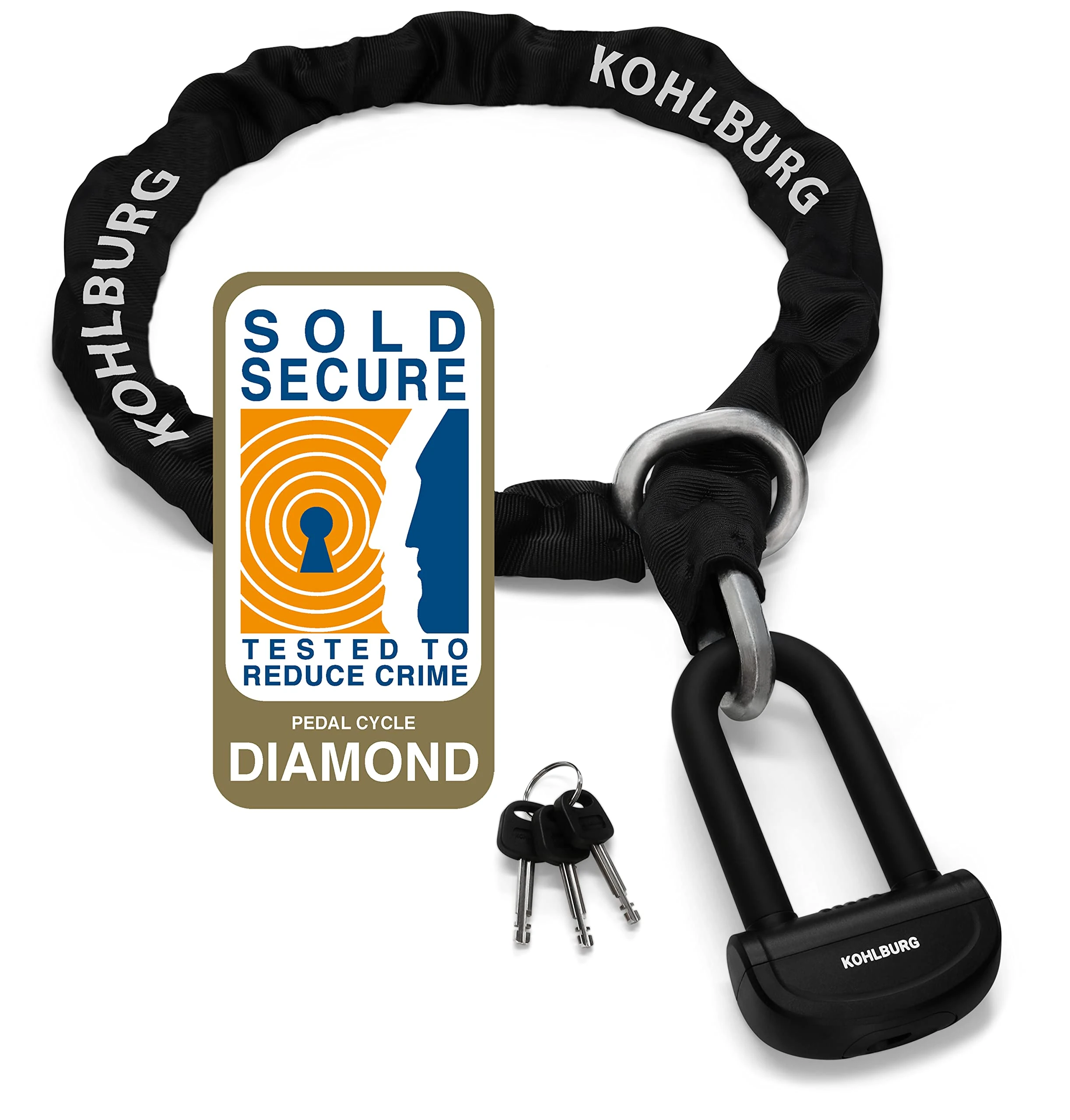 KOHLBURG 6 kg Massive Motorcycle Security Chain Lock - 150cm Long with Our Highest Security Level 10plus of 10 - Heavy Duty 13mm Steel Chain as Anti Theft Motorcycle Lock, Scooter & ebike Lock