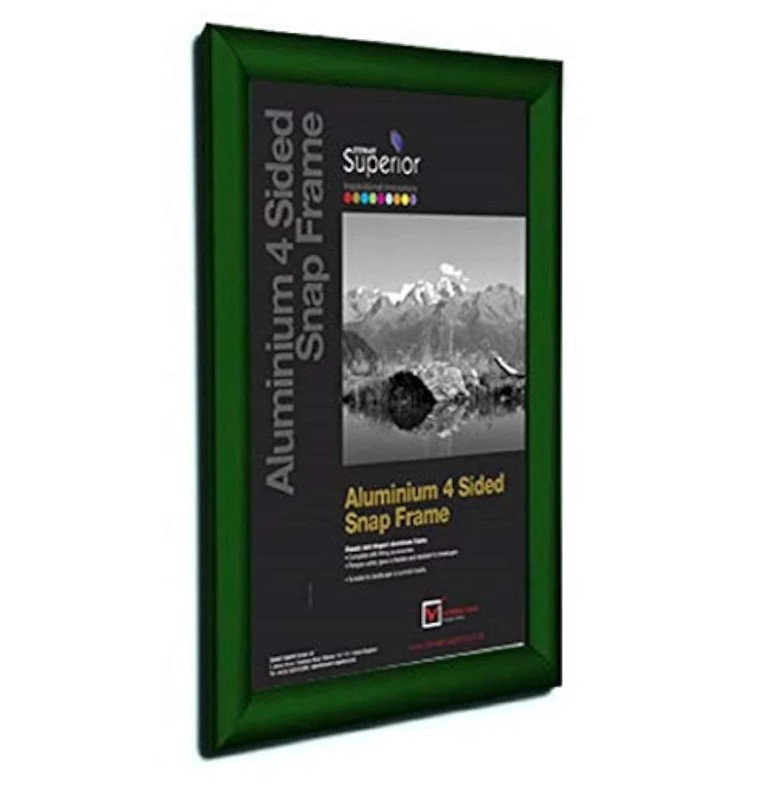 Stewart Superior A1 Aluminium 4 Sided 25mm Front Loading Picture/Poster Snap Frame - Green