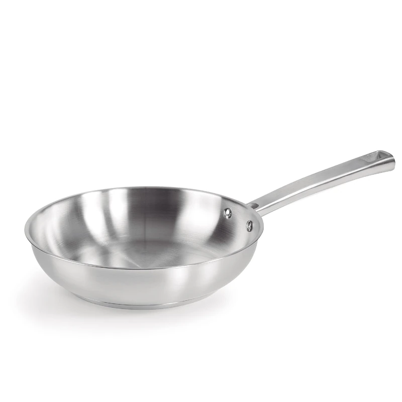 LACOR - 45428 - Foodie Frying Pan, Non-Stick Frying Pan, Compatible with All Types of Kitchen, Ecological, Thermo Diffuser Bottom, Stainless Steel, 28 cm, Grey