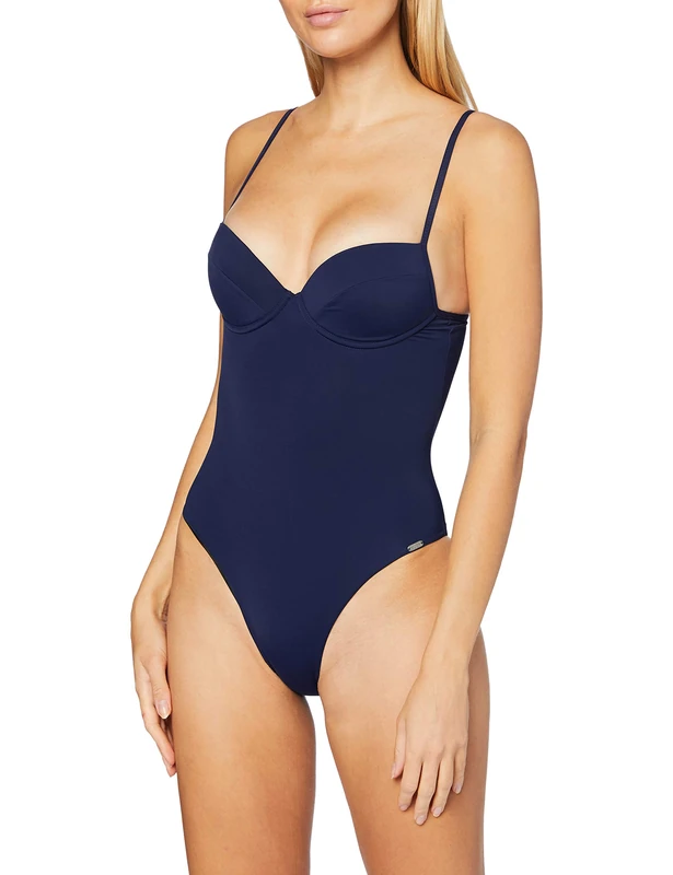 Schiesser Women's Badeanzug Swimming Costume, Blue (Admiral 801), 40B (Size: 044B) - Image 1