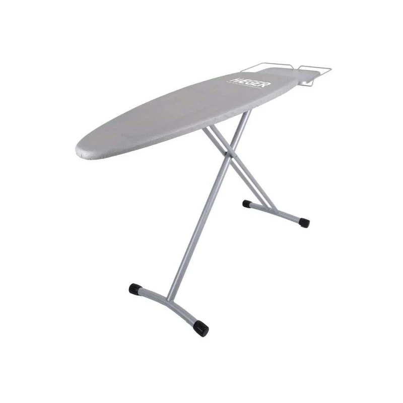 HAEGER HOME STRONG PRO Ironing Board with Uninterrupted Height Adjustable Up to 94 cm, Rest for Drawn Iron Also for Steam Generators, Metallic Grey 124 x 40 cm