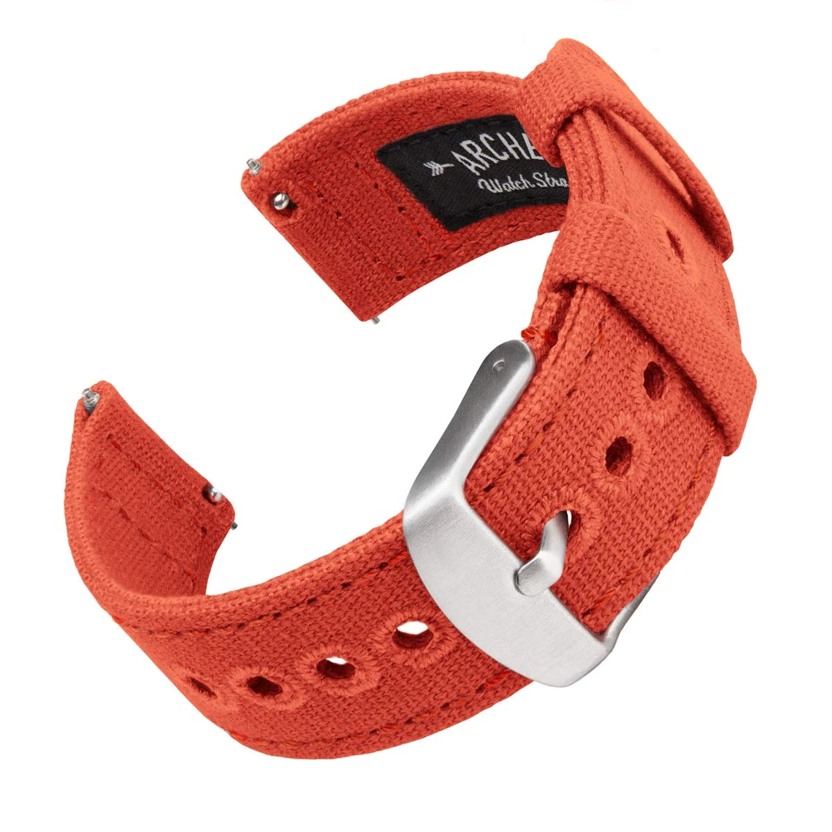 Archer Watch Straps - Canvas Quick Release Watch Bands (Tangelo Orange, 18mm)