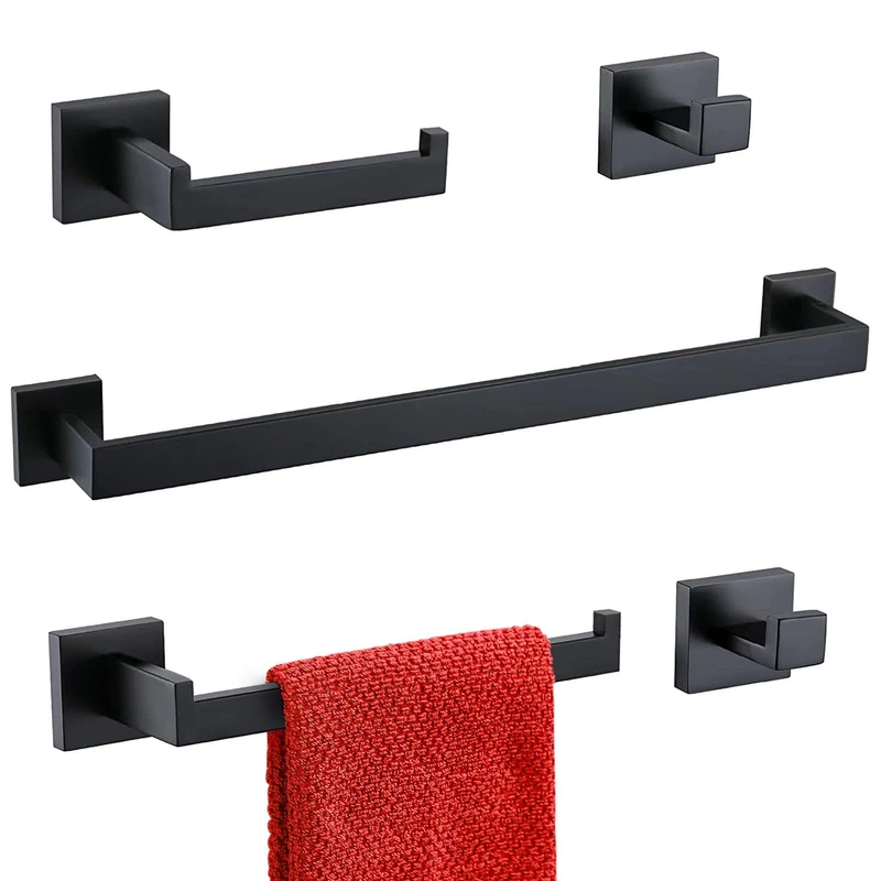 TURS 5Pcs Towel Bar Holder Sets,Concealed Screw Installation,Matte Black