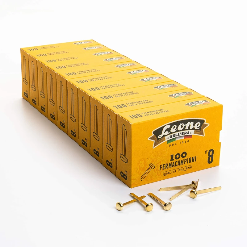 1000 Brass Astra No. 8 (38 mm) - 10 Boxes of 100 - Leone Dell'Era Made in Italy