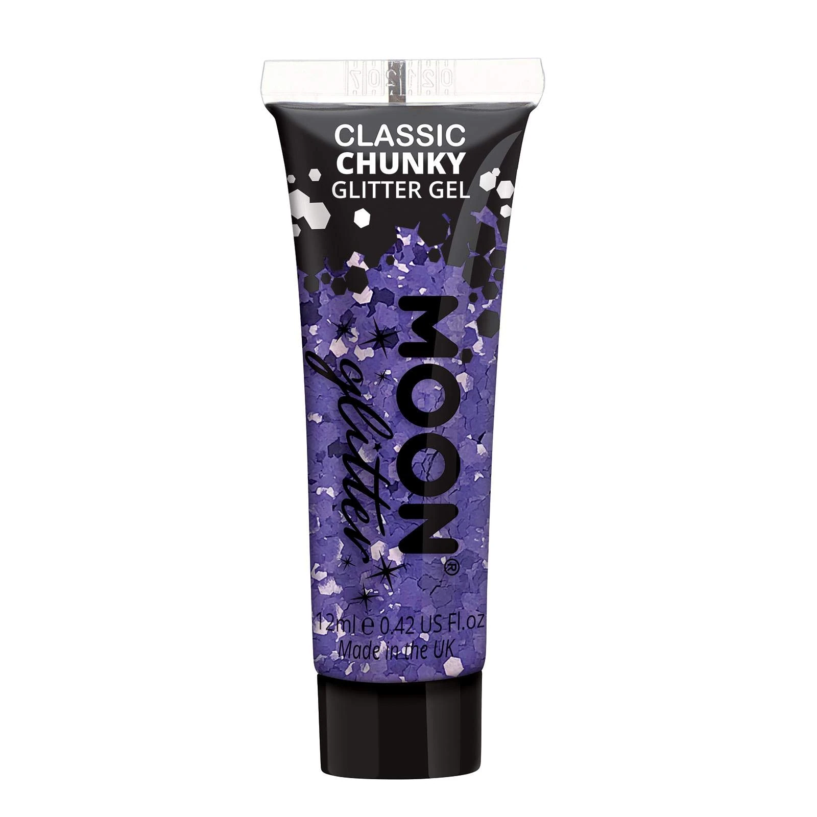 Classic Chunky Face & Body Glitter Gel by Moon Glitter - Lavender - Cosmetic Festival Glitter Face Paint for Face, Body, Hair, Nails - 12ml