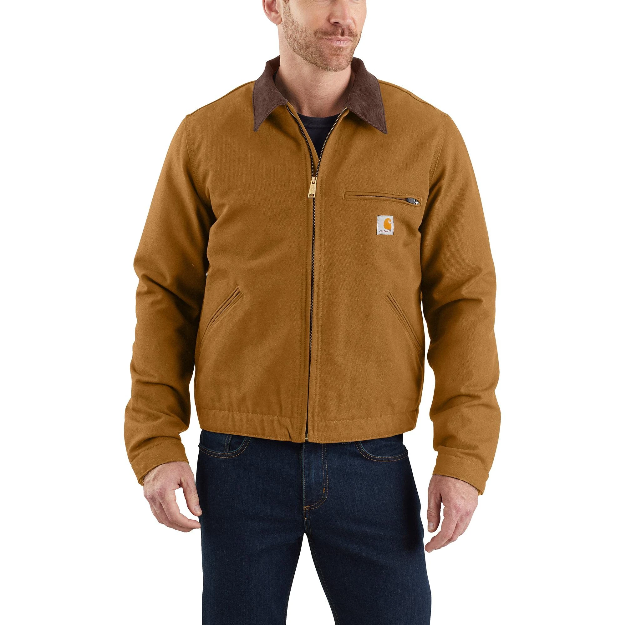 Carhartt Mens Duck Detroit Cotton Insulated Work Jacket, Carhartt Brown, M - Chest 38-40inches (97-102cm)