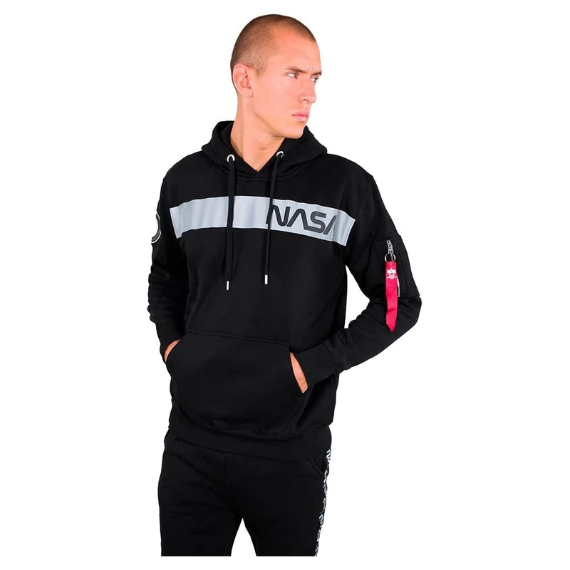 ALPHA INDUSTRIES Men's NASA RS Hoody Sports Hoodie, Black, XL