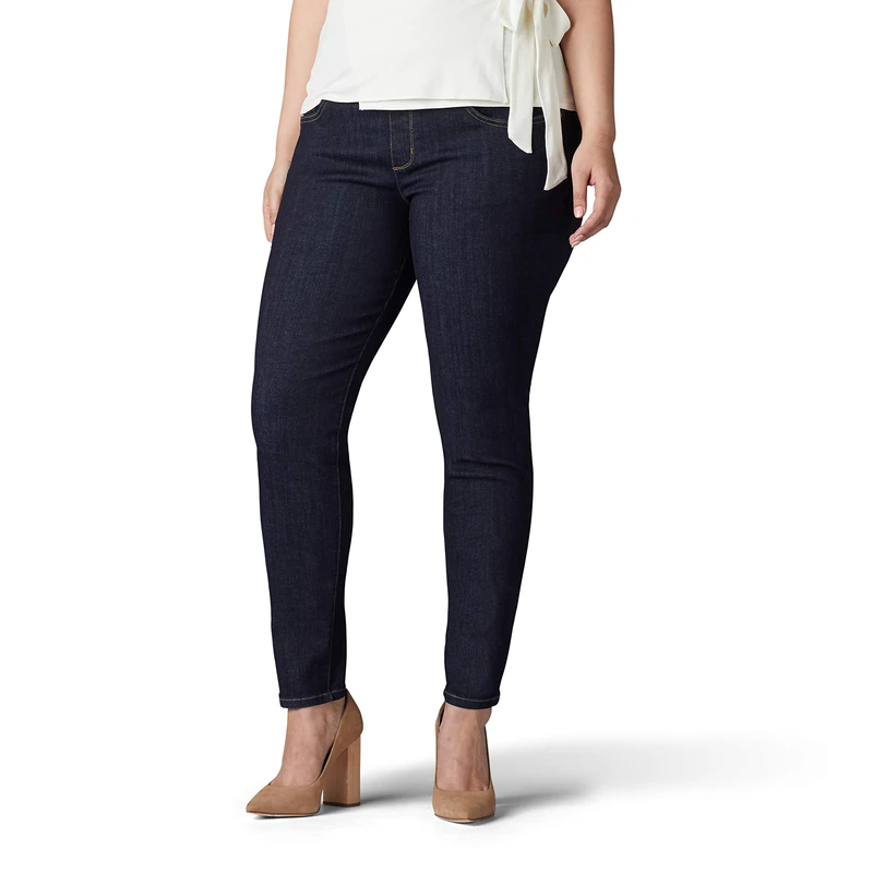 Lee Women's Plus Size Sculpting Slim Fit Skinny Leg Pull on Jean, Slumber, 16 US