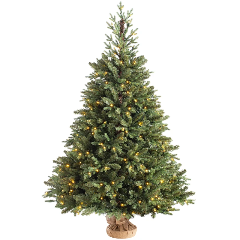 WeRChristmas Norway Spruce Potted Christmas Tree with 300 Chasing Warm LED Lights, Multi-Colour, 6 feet/1.8m