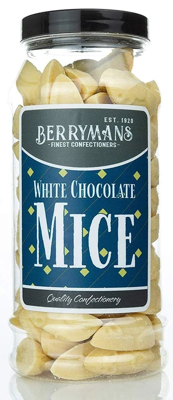 Original White Chocolate Mice Retro Sweets Gift Jar By Berrymans Sweet Shop - Classic Sweets, Traditional Taste.