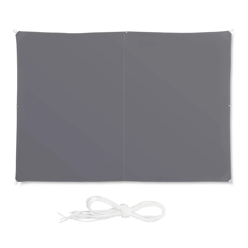 Relaxdays Shade Sail, Rectangular, Water-Repellent, UV-Protection with Tethers, Balcony Canopy, WxD: 2x3 m, Grey