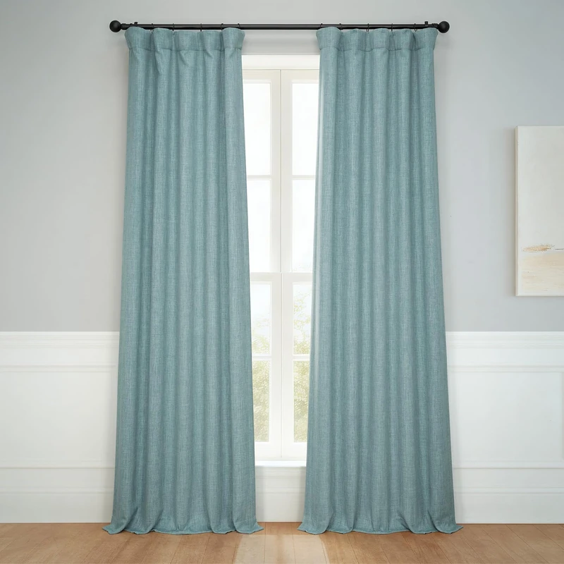 HPD Half Price Drapes Faux Linen Textured Room Darkening Curtains for Bedroom 108 Inches Long (1 Panel), 50W X 108L Curtains for Living Room Home Decor, Sea Thistle