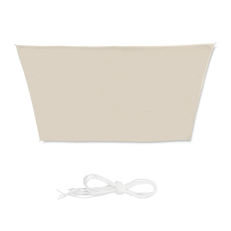 Relaxdays Shade Sail, Trapeze, Water-Repellent, UV-Protection with Tethers, Balcony Awning, 3x5.5x4x4m, Beige