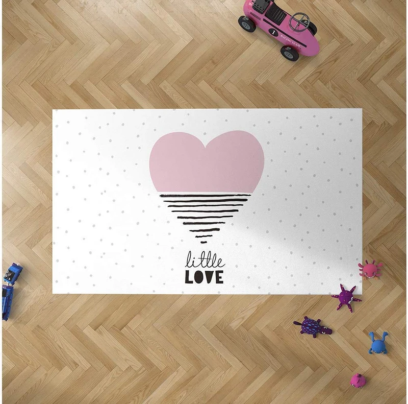 Oedim – Children's PVC Heart Rug for Rooms | 95 x 200 cm | PVC Carpet | Vinyl Floor | Home Decoration | Sunshine Floor | Children's Protection Flooring - Image 1