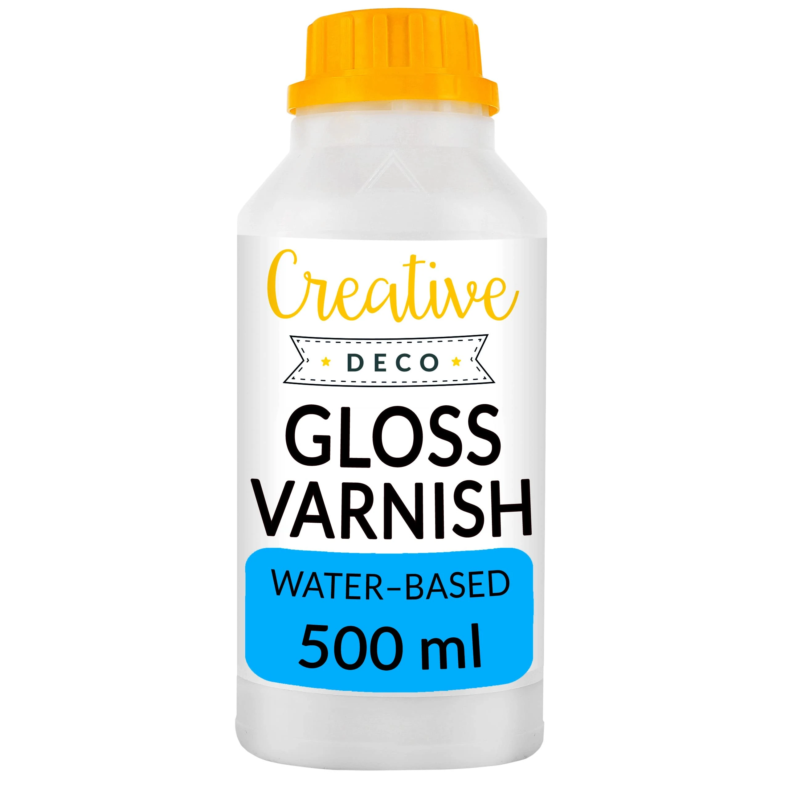 Creative Deco Acrylic Gloss Varnish | 500ml | Clear, Colourless, Transparent Varnish for Acrylic Paint | Glossy & Satin Finish | Surface Protection | Water-Based & Non-Toxic | Interior & Exterior Use