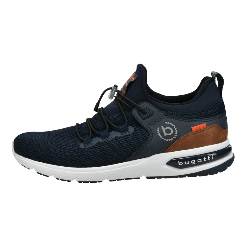 bugatti Men's Sporty sneaker with memory foam in a sporty design, elastic laces, breathable, Dark Blue, 7.5 UK