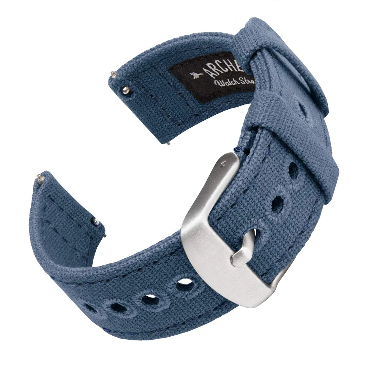 Archer Watch Straps - Canvas Quick Release Watch Bands (Classic Denim Blue, 18mm)