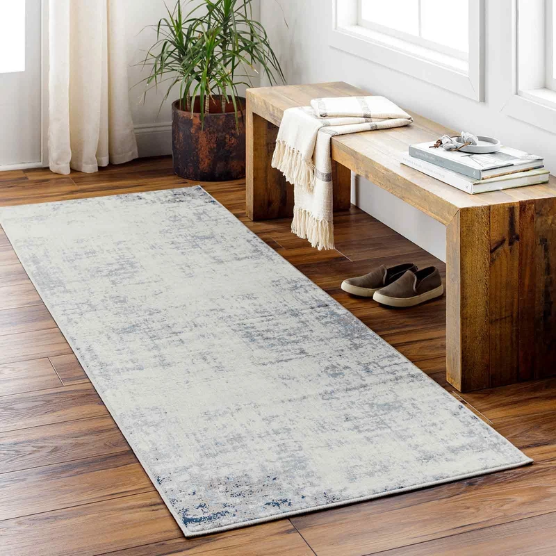 Livabliss Utrecht Abstract Rug - Runner Rugs Living Room 80x220 cm, Hallway, Dining Room Area - Modern Marble Large Rug, Soft Luxurious Easy Care Medium Pile, Navy Blue, Grey and Ivory