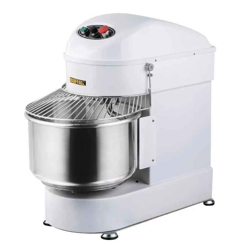 Buffalo 1.1kW Commercial Spiral Dough Mixer 20 Litre, White, Max Dough Capacity: 8 Litre, Single Speed, SS Dough Hook, CP821