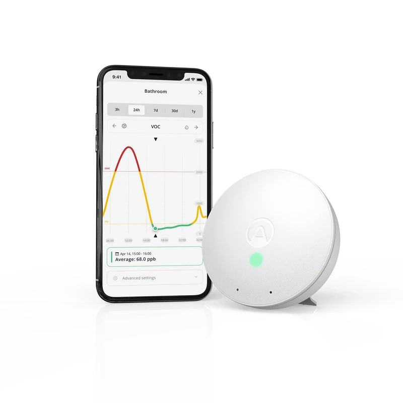 Airthings 292 Wave Mini - Indoor Air Quality Monitor with Volatile Organic Compound (VOC), Humidity and Temperature Detectors, Cable-Free