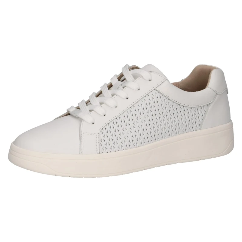 CAPRICE Women's Low-top Leather Sneakers with Laces, White (White Nappa), 4 UK