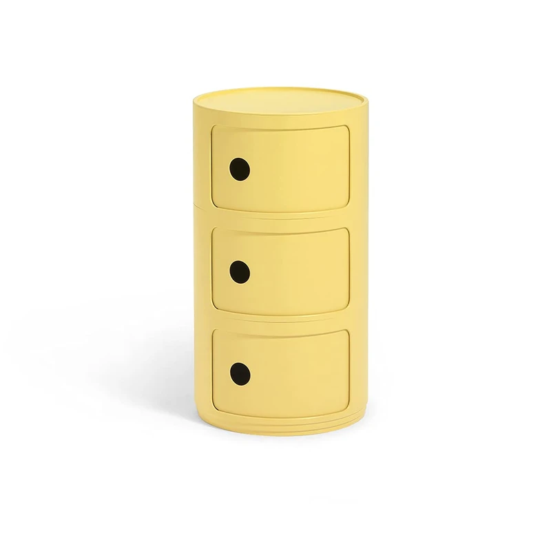 Kartell Componibili Bio, 3 elements Cabinet, Yellow, Ø 32 x H 58 cm