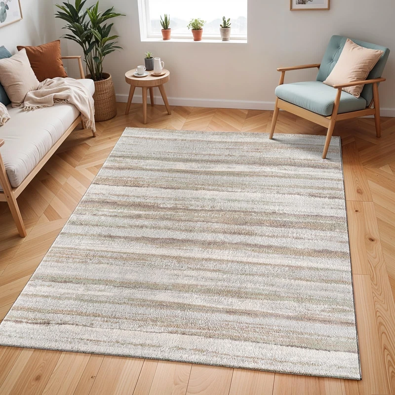 Livabliss Bruges Abstract Rug - Area Rugs Living Room 200x275 cm, Dining Room, Lounge, Kitchen, Bedroom - Modern Marble Large Rug, Soft Luxurious Easy Care Medium Pile, Cream, Brown, Grey, Green