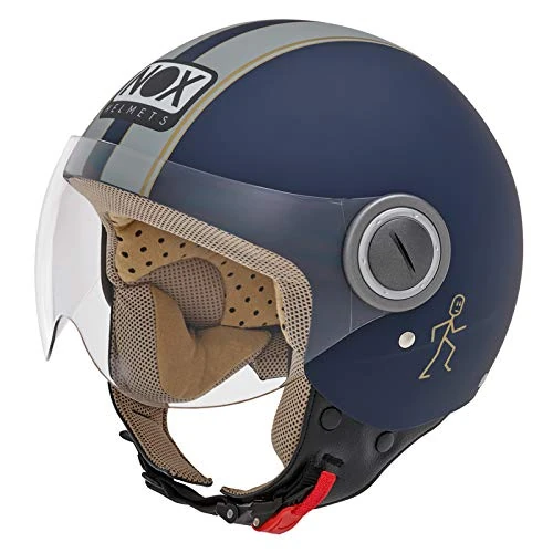 Nox N210 Jet Helmet Blue with Grey Band