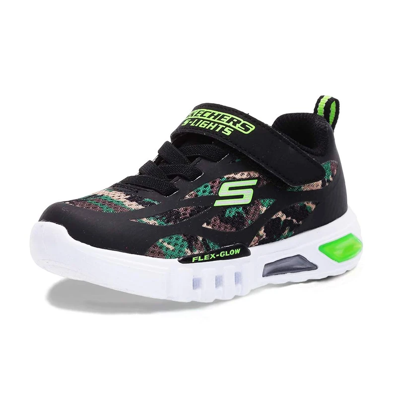 Skechers FLEX-GLOW, Boy's Flex-Glow Trainers, Black (Black Synthetic/Textile/Blue & Lime Trim Bblm), 11 Child UK (28.5 EU)