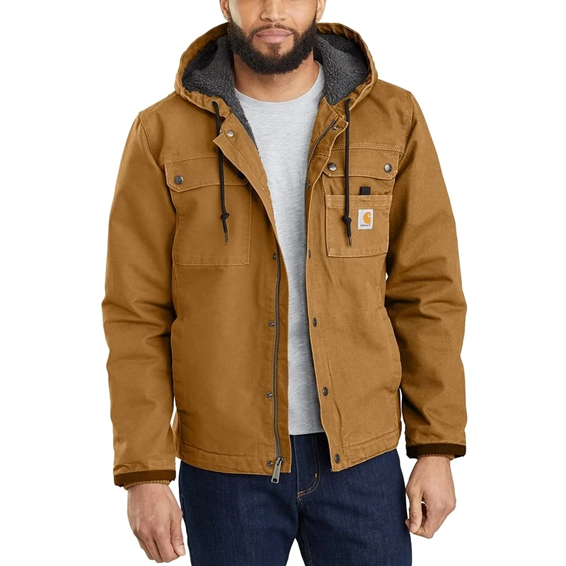 Carhartt Men's Relaxed Fit Washed Duck Sherpa-Lined Utility Jacket, Carhartt® Brown, S