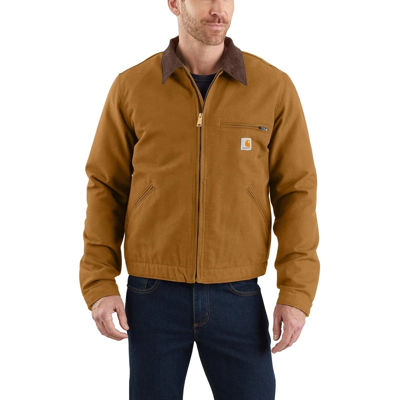 Carhartt Mens Duck Detroit Cotton Insulated Work Jacket, Carhartt Brown, L - Chest 42-44 (107-112cm)