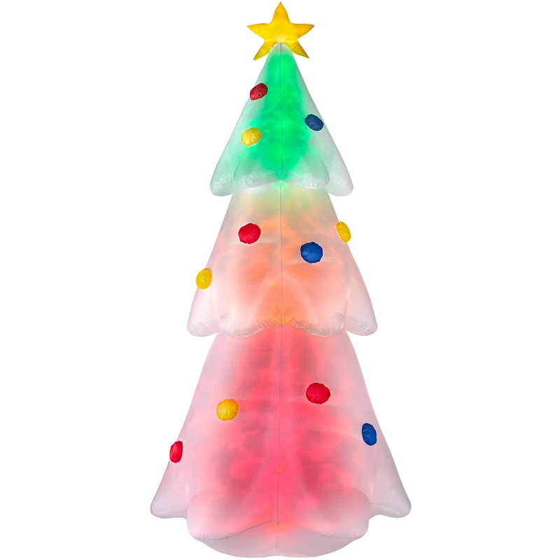 WeRChristmas Pre-Lit Animated Inflatable Christmas Tree, Multi-Colour