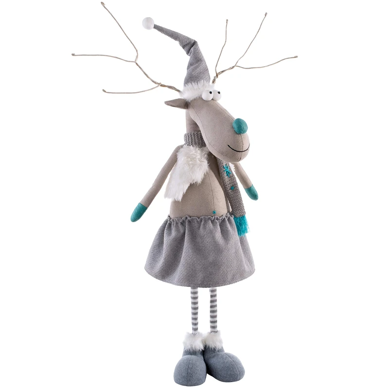 WeRChristmas Standing Girl Christmas Reindeer Figurine, Multi-Colour, 64-84cm