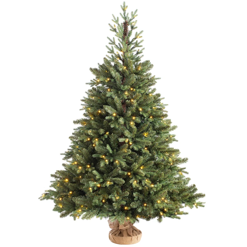 WeRChristmas Norway Spruce Potted Christmas Tree with 190 Chasing Warm LED Lights, Multi-Colour, 5 feet/1.5m