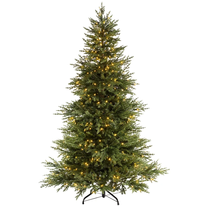 WeRChristmas Pre-lit Traditional Fir Multi-Function Christmas Tree, 600 Chasing Warm LED, Colour, 8 feet/2.4m
