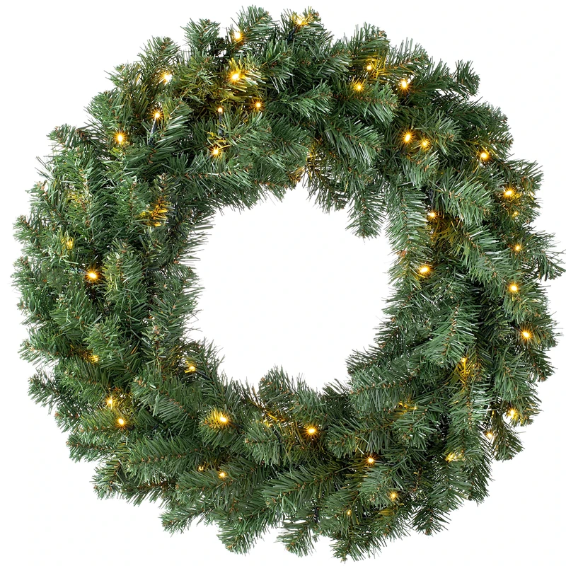 WeRChristmas Luxury Pre-Lit Plain Wreath with 50 LED Lights & Timer Function, Multi-Colour, 2.5 feet/75cm