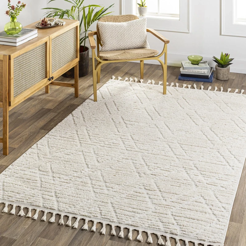 Livabliss Tarawa Geometric Rug - Scandi Area Rugs Living Room 200x275 cm, Dining, Kitchen - Neutral, Abstract Patterned Rugs, Boho Style, Easy Care Pile - Large Rug, Cream