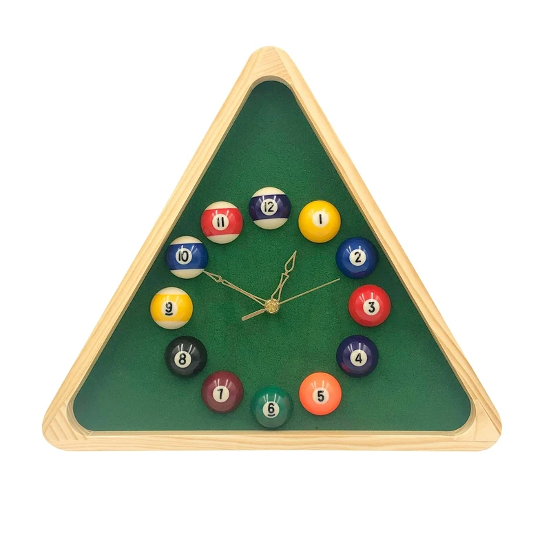 D. Yuanhe 13 Inch Billiard Quartz Clock with Solid Wood Frame Creative Wall Clock for Living Room,Bedroom - Image 1
