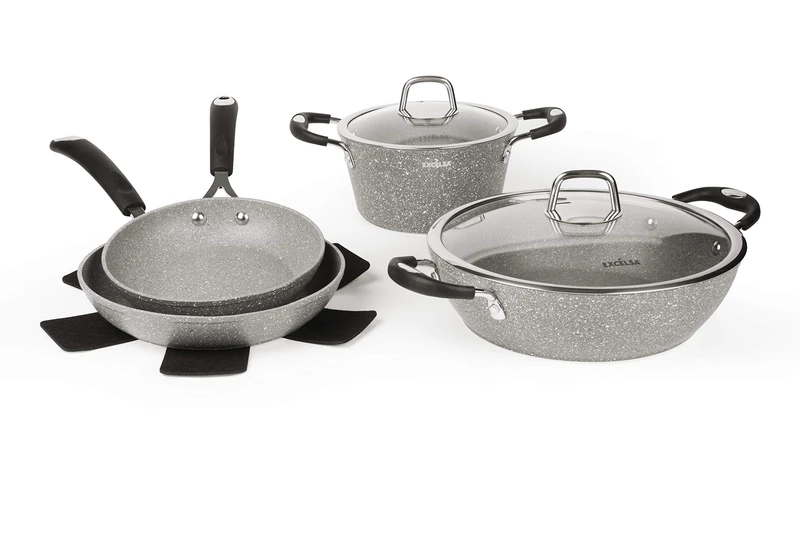 Excelsa Forn-Ok Set of 2 Frying Pans and 2 Saucepans, Forged Aluminium with Non-Stick Coating