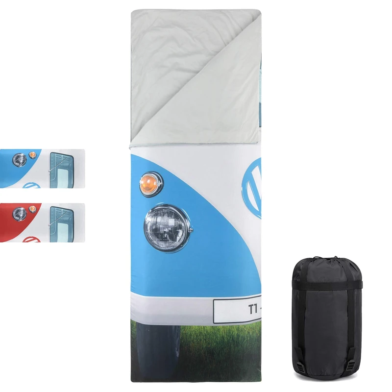 Volkswagen Summer Sleeping Bag for Camping Kids and Adults Spring Summer Autumn - Official VW Camper Van Design 190 x 75 cm - Multiple Colours