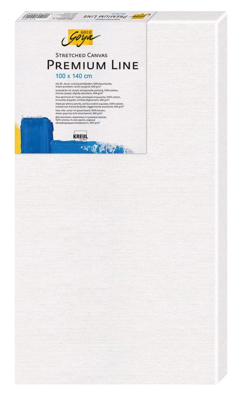 KREUL Solo Goya 50100140 Stretched Canvas Premium Line 100 x 140 cm Premium Quality Cotton Canvas Primed 4 Layers Ideal for Oil, Acrylic and Gouache Paints