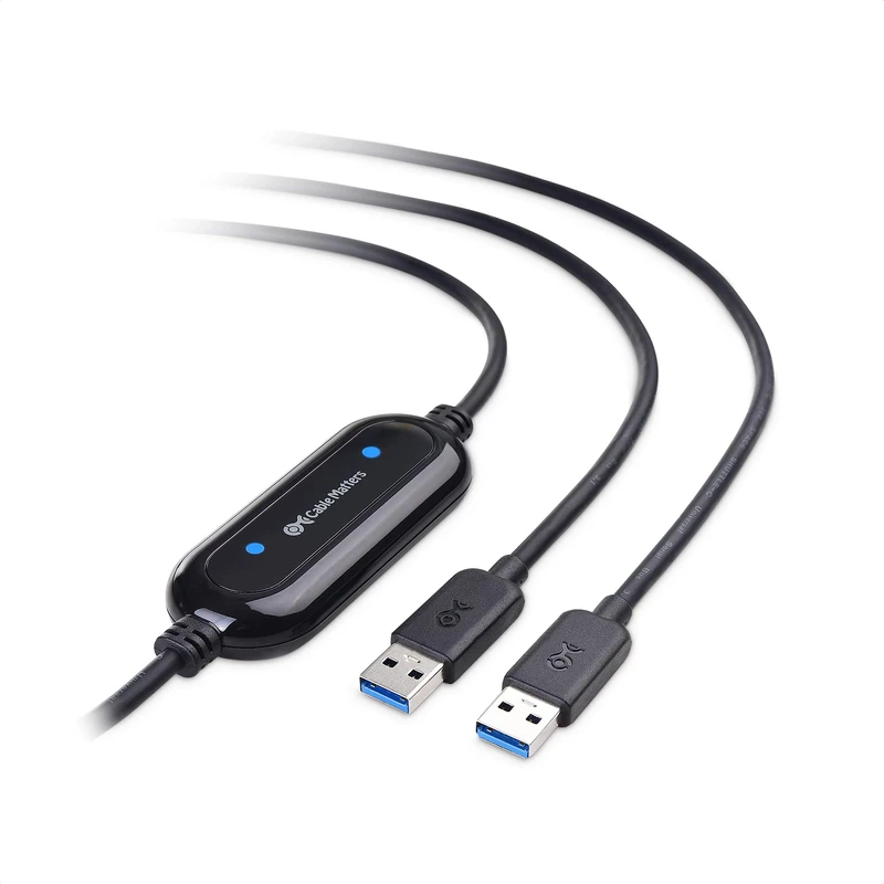 Cable Matters USB 3.0 Data Transfer Cable PC to PC for Windows and Mac Computer in 6.6 ft - PClinq5 and Bravura Easy Computer Sync Included - Compatible with PCMover for Windows System Migration - Image 1